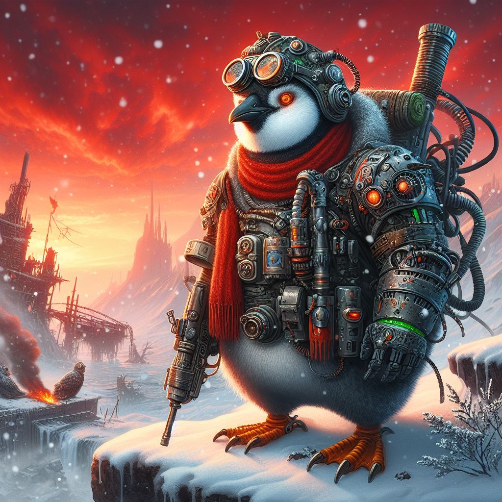 Rusty penguin. Created by DALL·E 3.