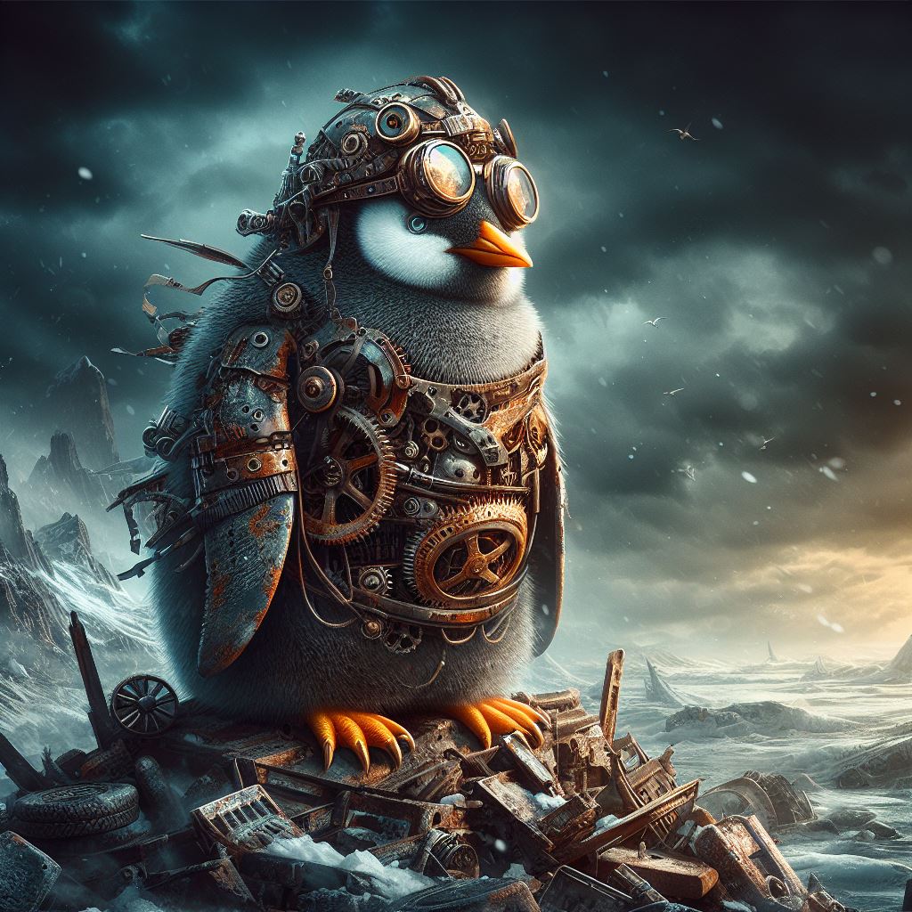 Rusty penguin. Created by DALL-E 3.